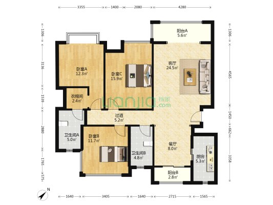 都江懿府 3室2厅2卫 125平方