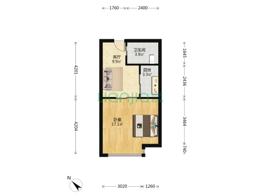 金海商业广场 1室1厅1卫 57平方