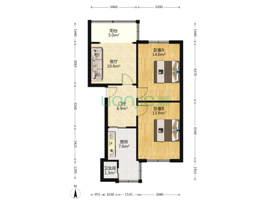 羊市巷29号 2室1厅1卫 67平方