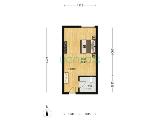 立达国际博览城 1室0厅1卫 48平方