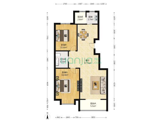 紫金新干线 2室1厅1卫 0平方