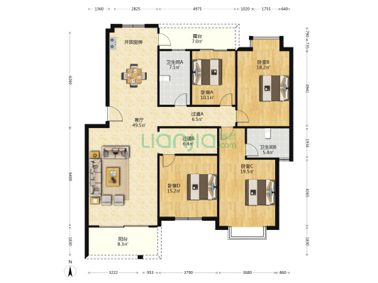 同盛世家 4室1厅2卫 267平方