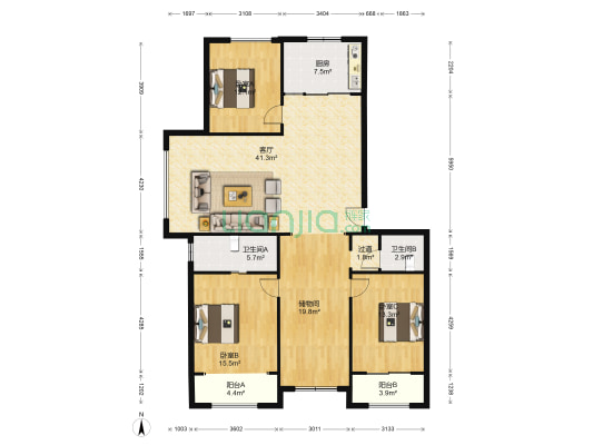 德润绿城金桂园 3室1厅2卫 178平方