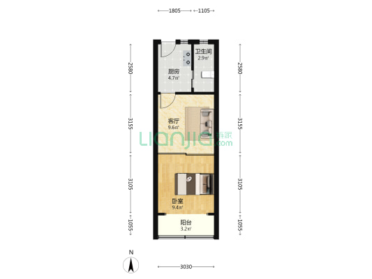 东汉阳路440号 1室1厅1卫 38平方