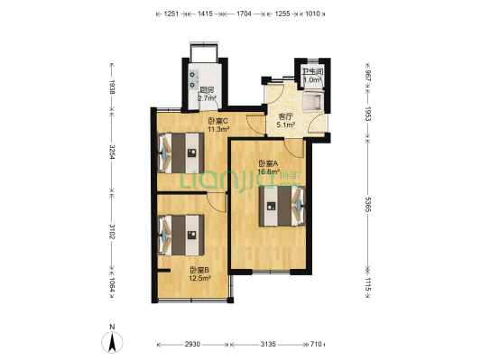 大智路 3室1厅1卫 59平方