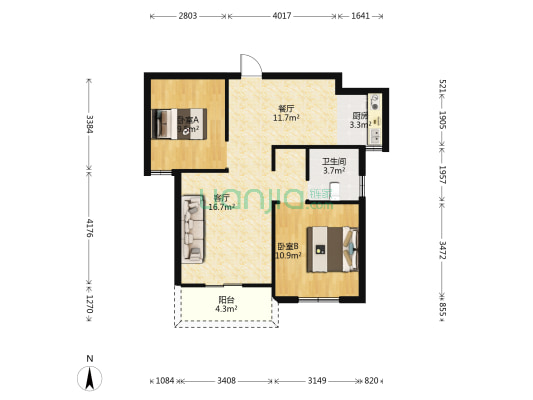 舜湾花苑 2室2厅1卫 82平方