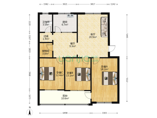 馨园小区 3室2厅1卫 126平方