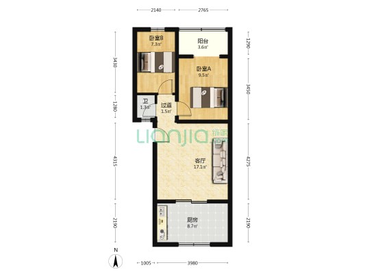 华侨商业城 2室1厅1卫 66平方