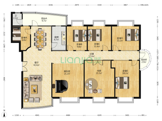 长鹰大厦 6室1厅1卫 200平方