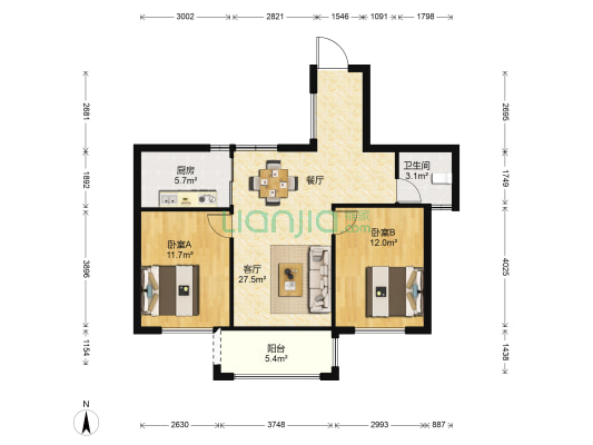 贵安新天地贵华苑 2室1厅1卫 78平方