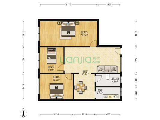 下大南街45号 3室1厅1卫 86平方
