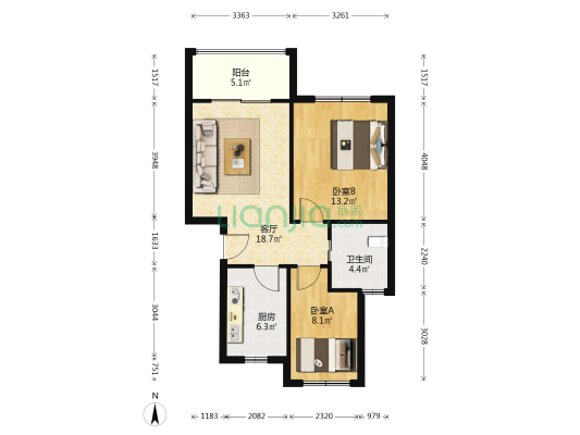景舒苑五村西区 2室1厅1卫 68平方