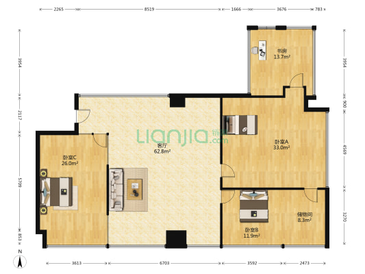 湖北大厦 1室0厅1卫 191平方