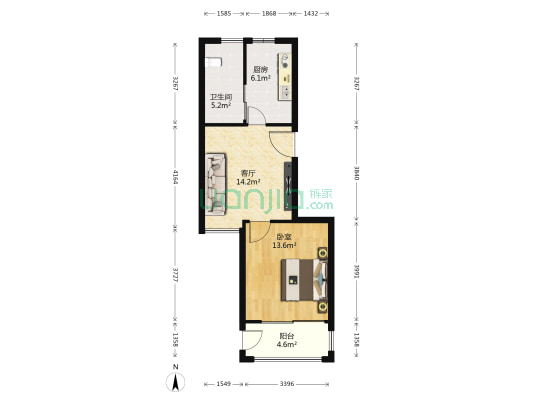 恒泰家园 1室1厅1卫 56平方