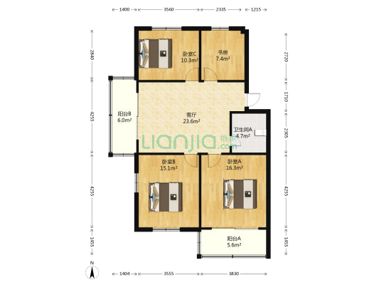 龙沈新村 4室1厅1卫 80平方