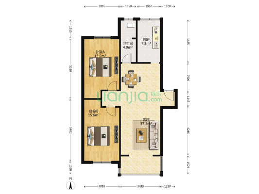 槐南小区 2室1厅1卫 97平方