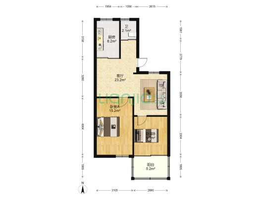 集贤北路46号楼 2室1厅1卫 66平方