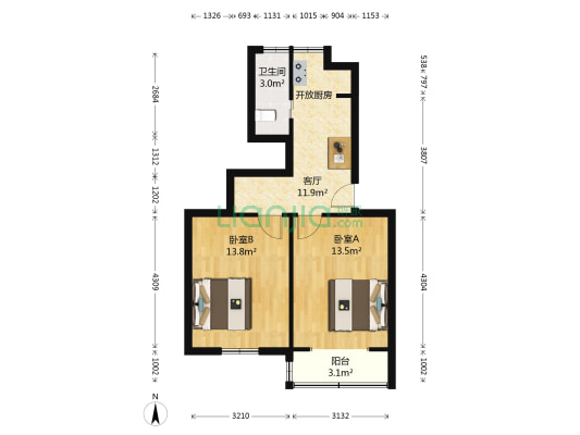 五福巷 2室1厅1卫 50平方
