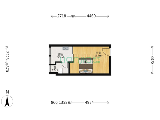 洋丰小单间 业主诚心卖 看房方便-户型图