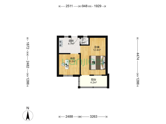 外贸印刷厂宿舍 2室0厅1卫 35平方