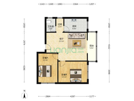 城南家园 2室1厅1卫 70平方