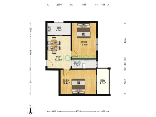 小米巷 2室1厅1卫 64平方