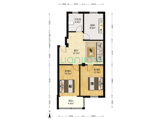 金源公寓(西湖) 2室1厅1卫 144平方