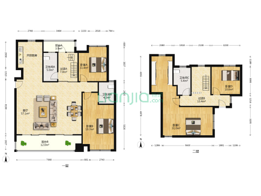 香桂府 4室1厅3卫 137平方