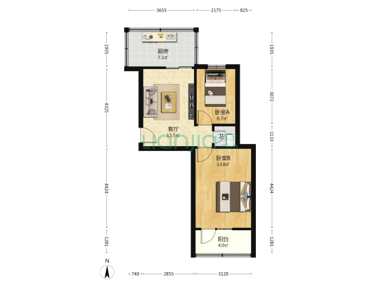 西安市公交二公司106家属院 2室1厅1卫 49平方