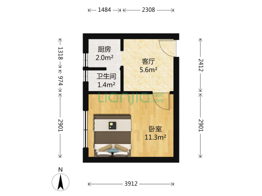 环宇花园 1室1厅1卫 32平方