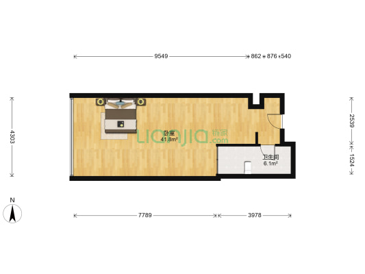 那鲁湾公寓 1室0厅1卫 72平方