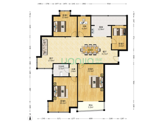 水晶苑 5室2厅1卫 197平方