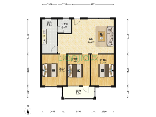 铁西教委小区 3室1厅1卫 100平方