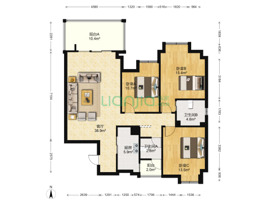 君悦领地 3室1厅2卫 123平方