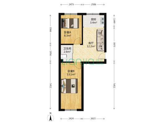 松江花园 2室1厅1卫 57平方