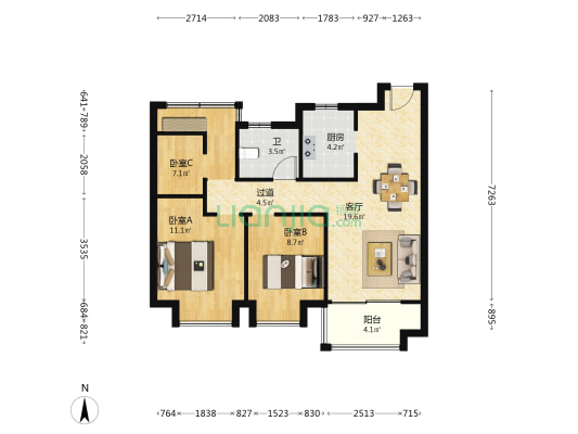 徽创佳兆业未来城一期 3室1厅1卫 89平方