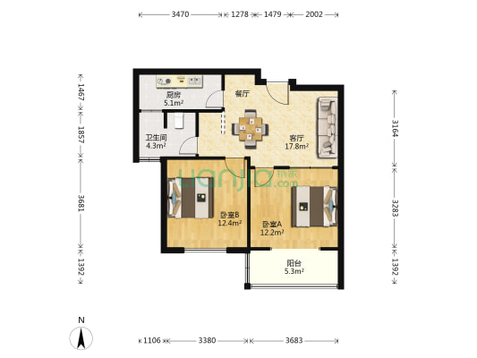 世茂海滨馨苑 2室1厅1卫 75平方