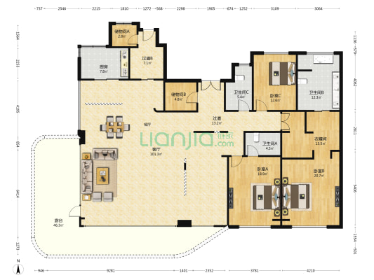 招商西安序 3室1厅3卫 303平方