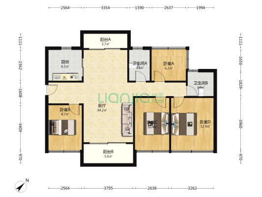 碧桂园十里江湾 4室1厅2卫 111平方