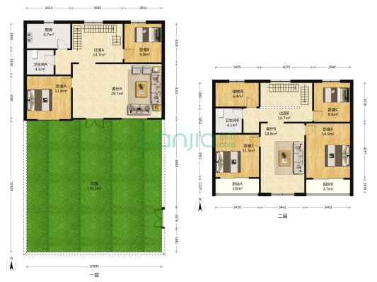 广厦小区 5室2厅2卫 185平方