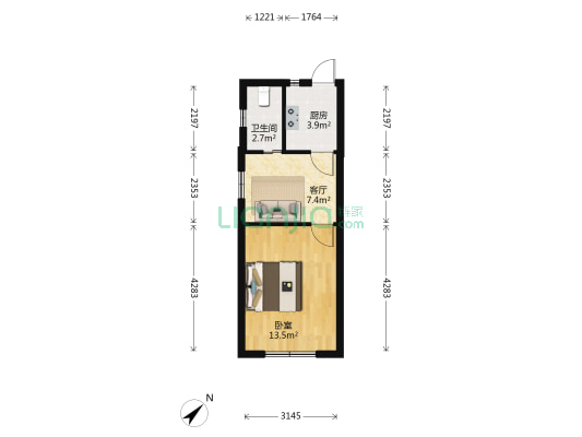 铁岭路50弄 1室1厅1卫 37平方