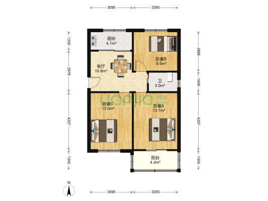 古讲堂巷15号 3室1厅1卫 72平方