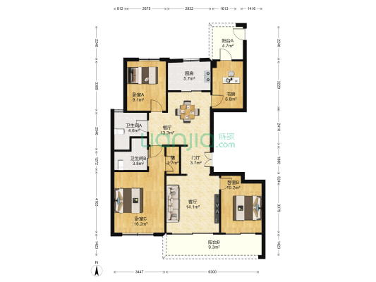 臻奥院二期 4室2厅2卫 133平方