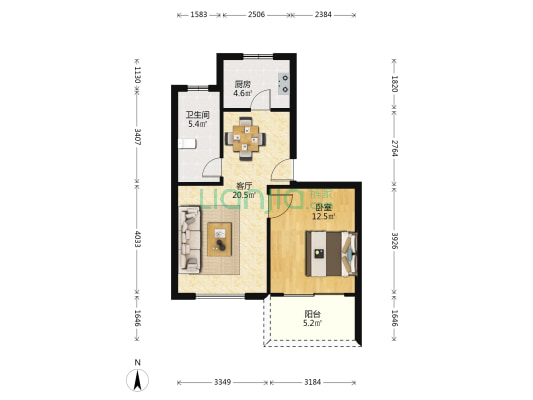 江南滨江苑 1室1厅1卫 58平方