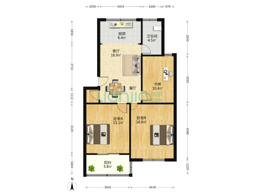 通源路宿舍 3室1厅1卫 90平方