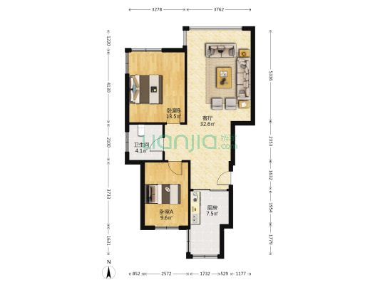 栾清南街 2室1厅1卫 91平方