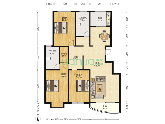 缔景湾 3室1厅2卫 151平方