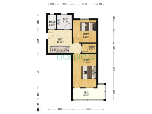 采荷小区翠柳邨 2室1厅1卫 58平方