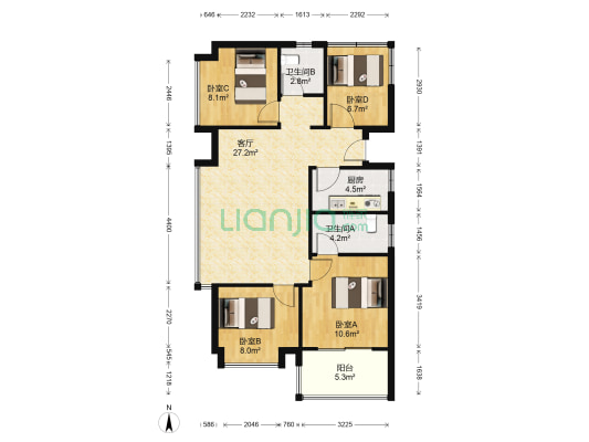 碧桂园中堂 4室1厅2卫 98平方