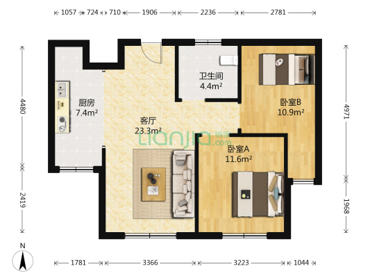 大展·麓山郡 2室1厅1卫 67平方